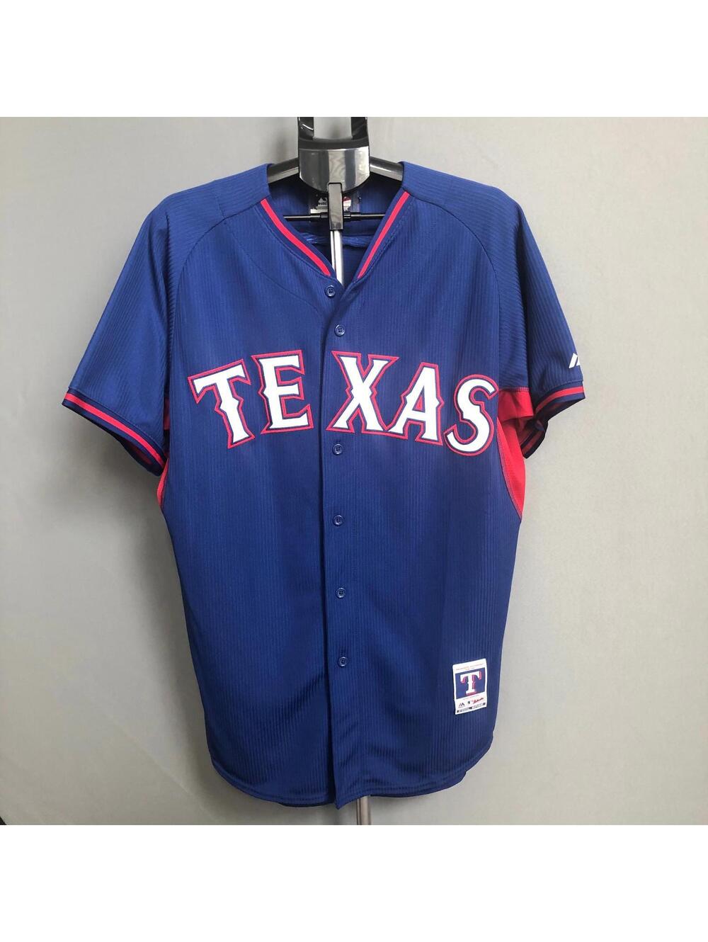 Majestic Texas Rangers Authentic Cool Base MLB Jersey Size 44 Blue Majestic